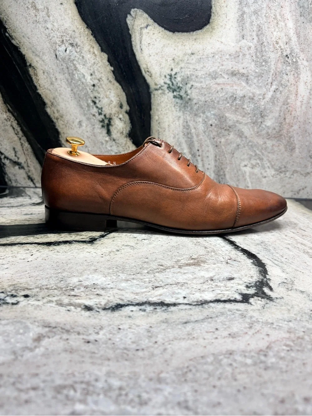 Santoni Darien Oxford Shoes Men’s US 10.5 UK 9.5 Brown Leather Made Italy